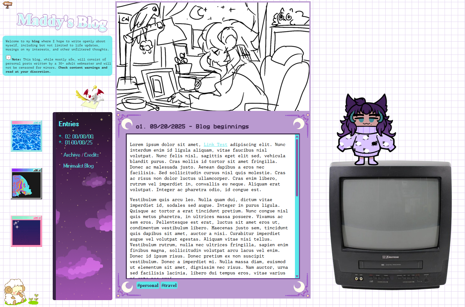 screenshot of my blog page circa Oct 2025 before the update I outlined above